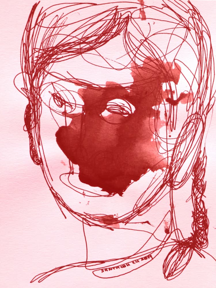 Expressive Red Portrait by Santhosh ch — canvas wall art