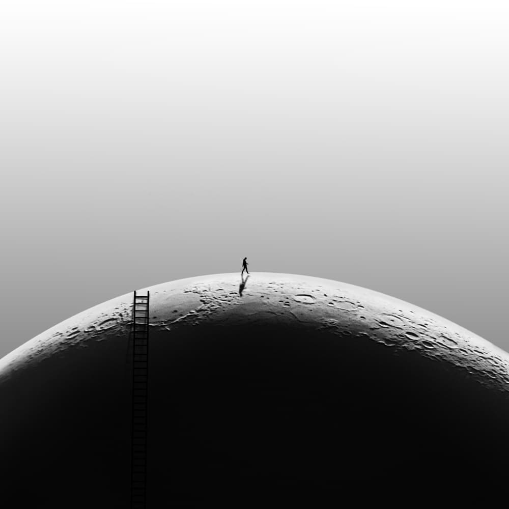 Lunar Ladder Journey by Hadi Malijani (Malenjani) — canvas wall art