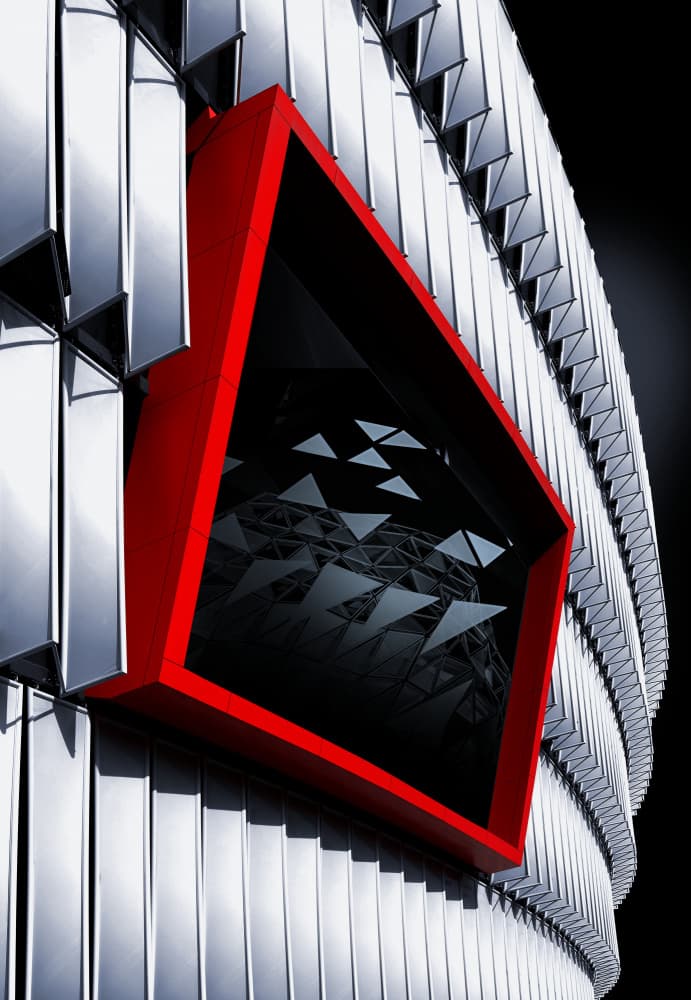 Red Frame Modern Architecture by Erhard Batzdorf — canvas wall art