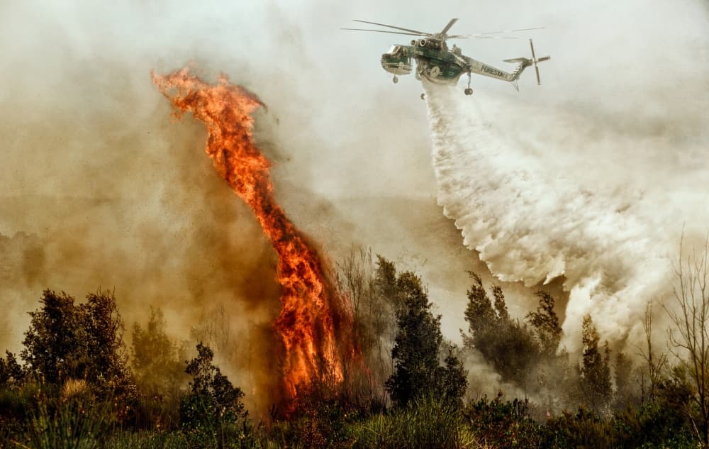 Wildfire Helicopter Water Drop by Antonio Grambone — canvas wall art