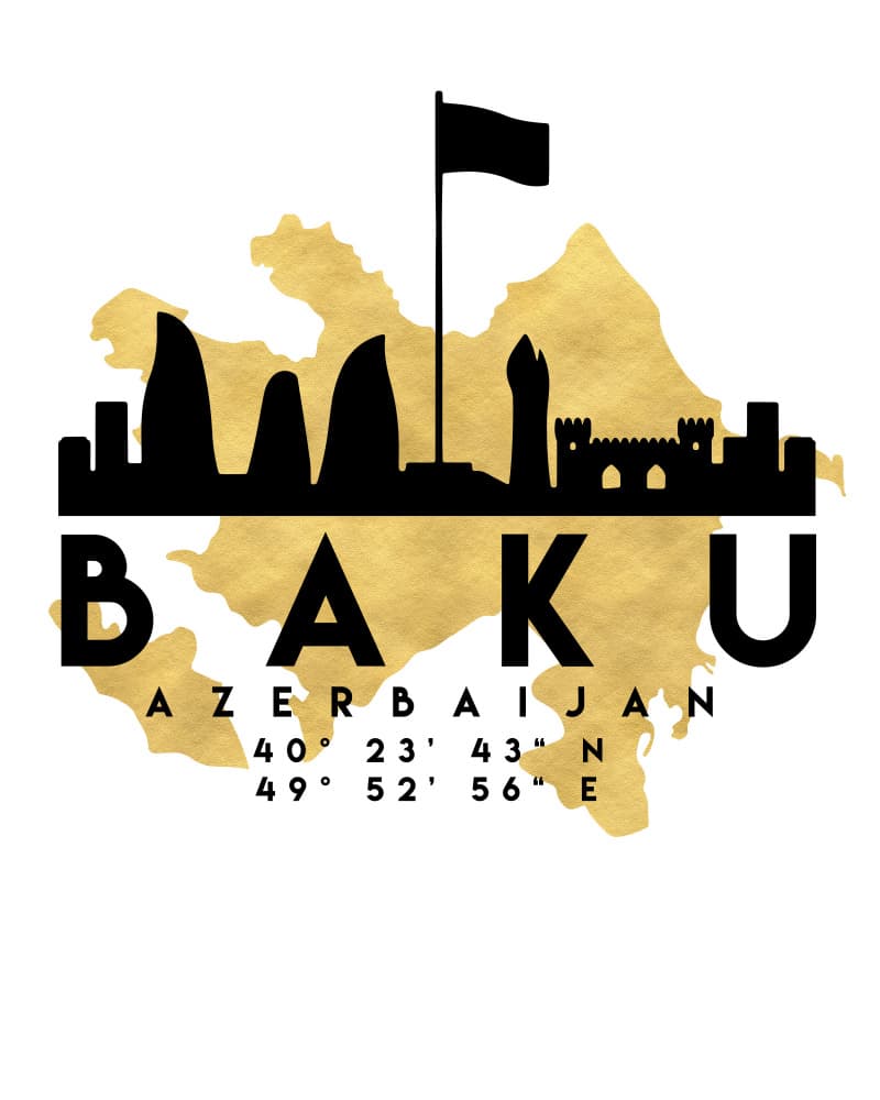 Baku Azerbaijan Golden Skyline by Emiliano Deificus — canvas wall art