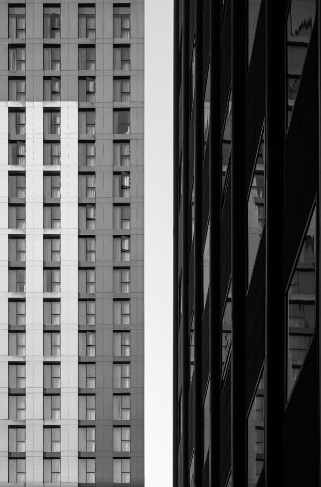 Contrasting City Facades by Swen MUN — canvas wall art