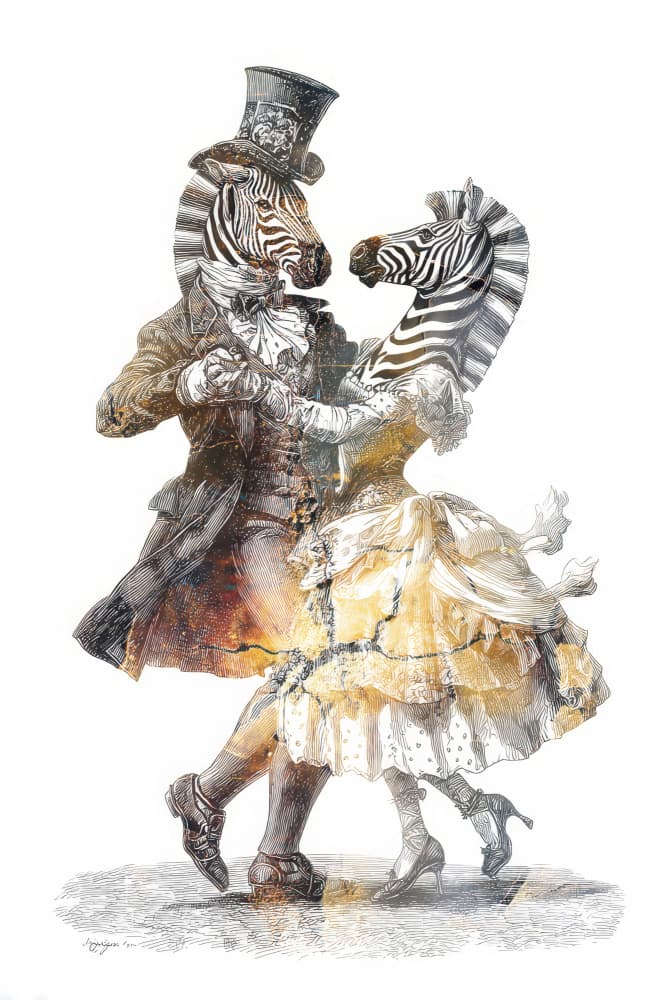 Elegant Zebra Ballroom by Rafal Kulik — canvas wall art