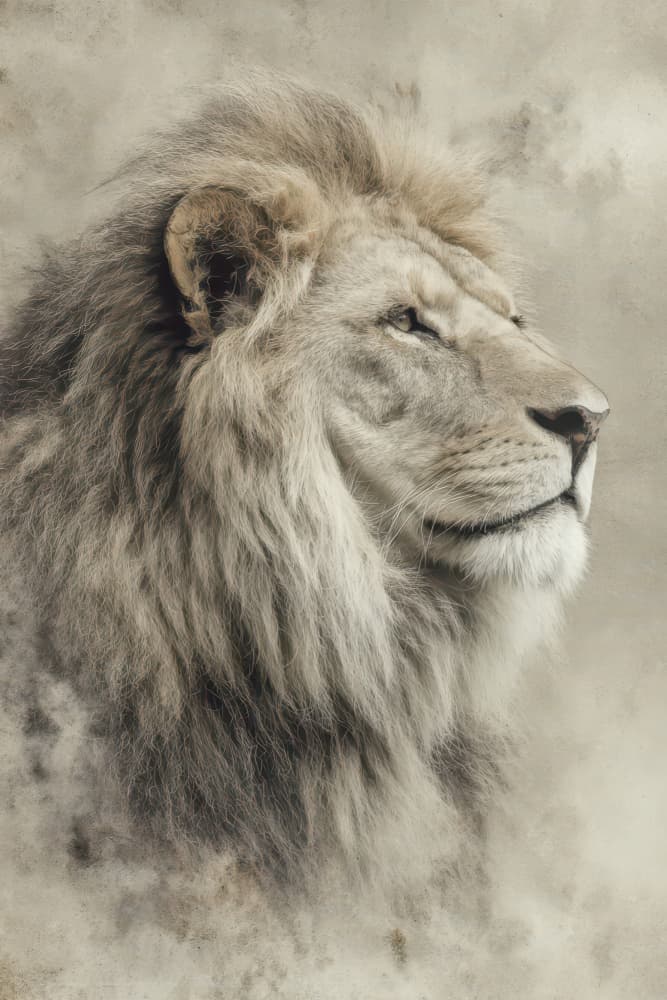 Majestic Lion Profile by Rafal Kulik — canvas wall art