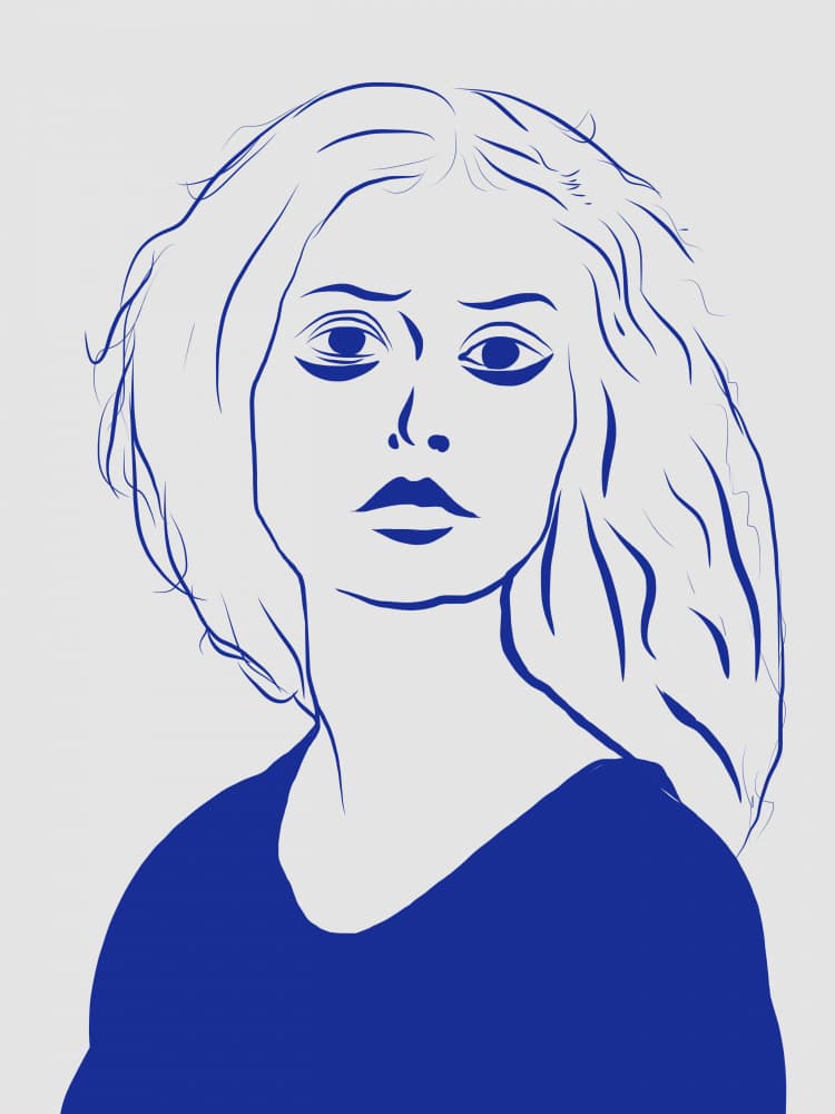 Expressive Blue Woman by Little Dean — canvas wall art