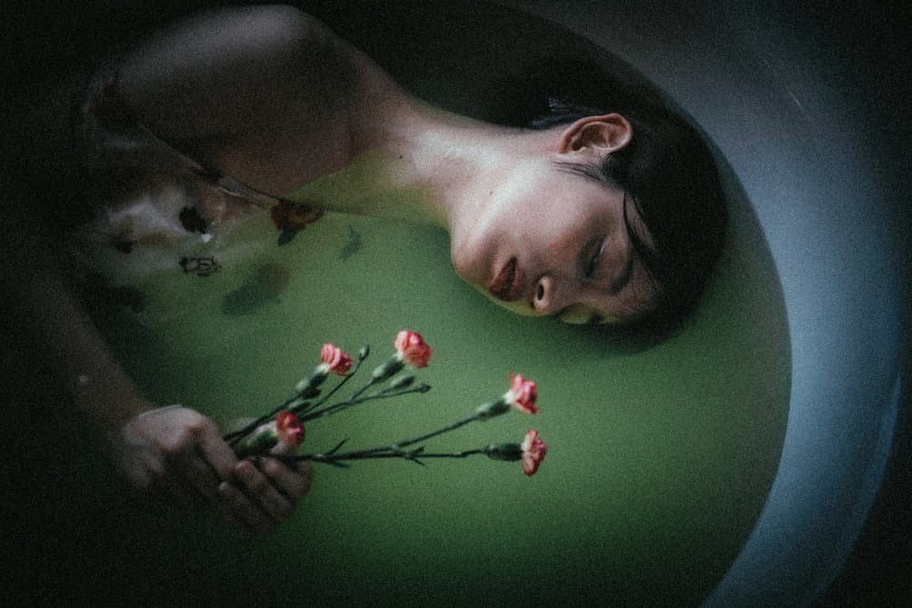 Serene Green Flower Bath by Nobu Ishijima — canvas wall art