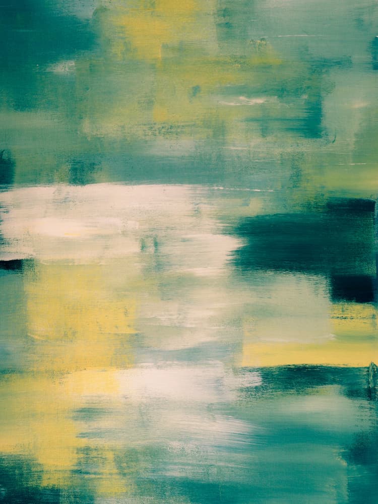 Calming Teal Yellow Abstract by Ejaaz Haniff — canvas wall art