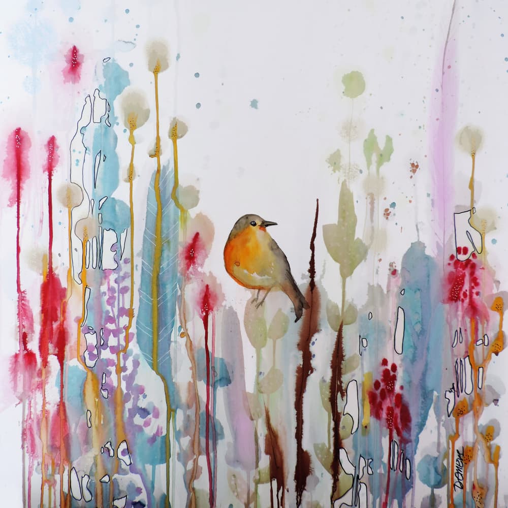 Whimsical Robin Garden by Sylvie Demers — canvas wall art