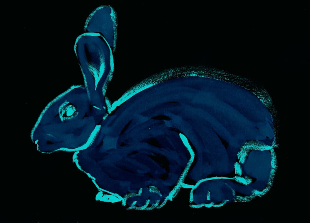 Neon Blue Bunny by Santhosh ch — canvas wall art