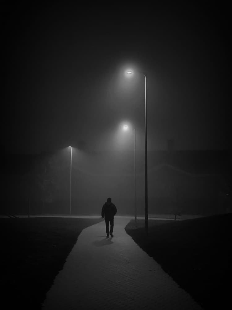 Man on Foggy Path by Adolfo Urrutia — canvas wall art