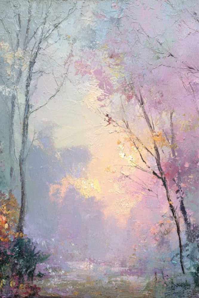 Misty Forest Glow by Sally Ann Moss — canvas wall art