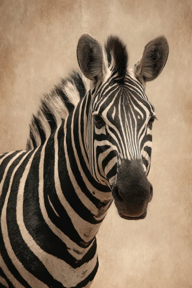 Striking Zebra Portrait by Rafal Kulik — canvas wall art