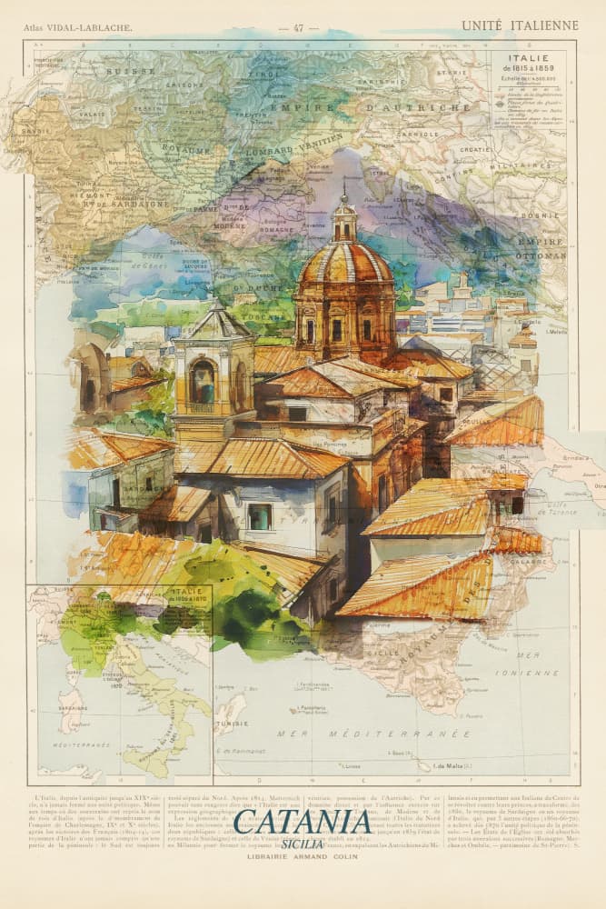 Catania Sicily Cityscape by thomas chedeville — canvas wall art