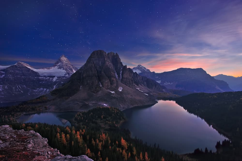 Twilight Mountain Lake Stars by Mei Xu — canvas wall art