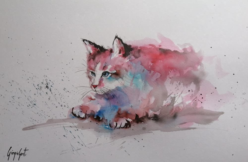 Watercolor Kitten Splash by Giorgio Gosti — canvas wall art