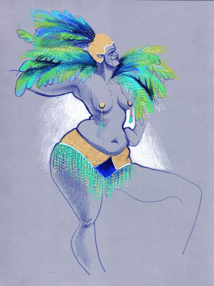 Confident Feathered Dancer by Olga Skomorokhova — canvas wall art