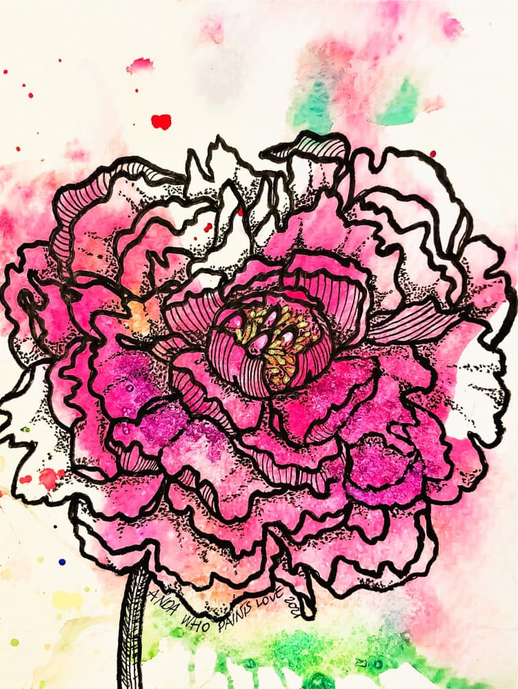 Vibrant Pink Peony by Anda Bieza — canvas wall art