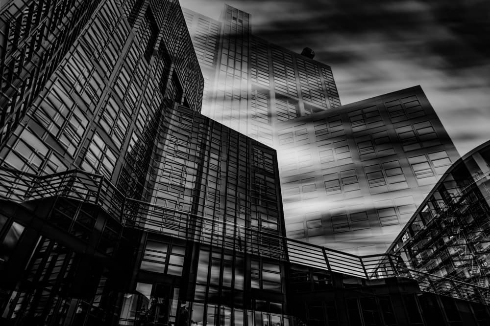 Abstract City Reflections by Jürgen Muß — canvas wall art