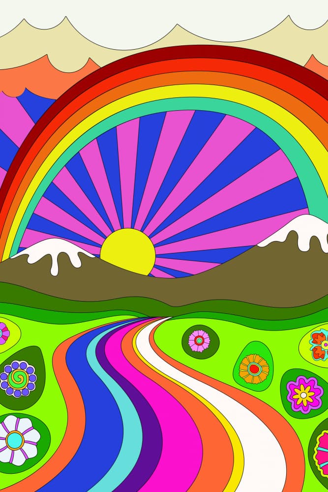 Groovy Rainbow Sunscape by jay stanley — canvas wall art