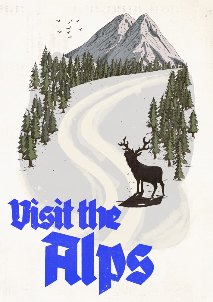 Majestic Stag Winter Alps by Nicholas — canvas wall art