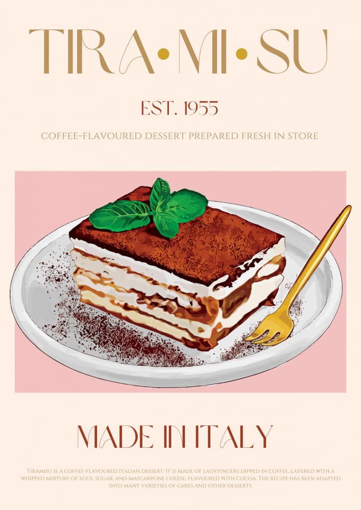 Tiramisu Dessert Slice by Nazma Khokhar — canvas wall art