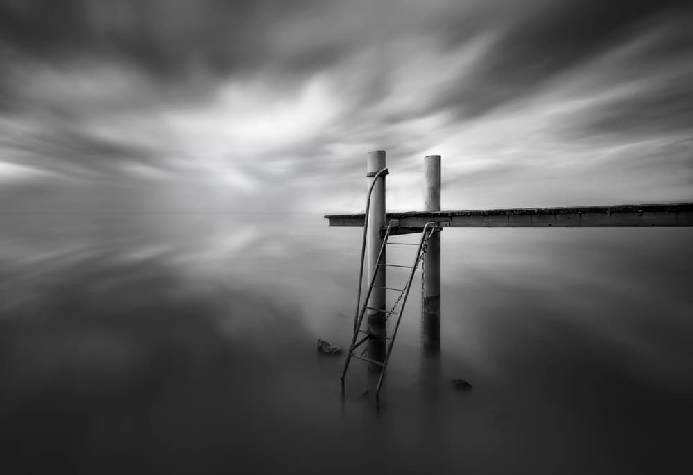 Tranquil Pier Ladder by Joaquin Guerola — canvas wall art