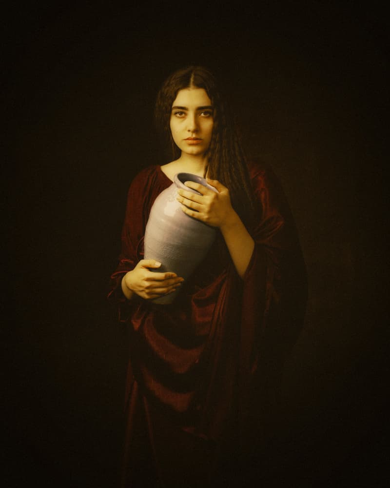 Classical Woman with Urn by Mehdi Mokhtari — canvas wall art