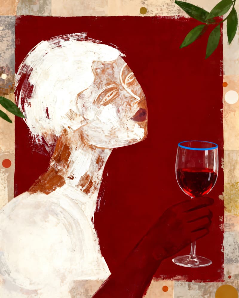 Woman and Red Wine by Uma Gokhale — canvas wall art