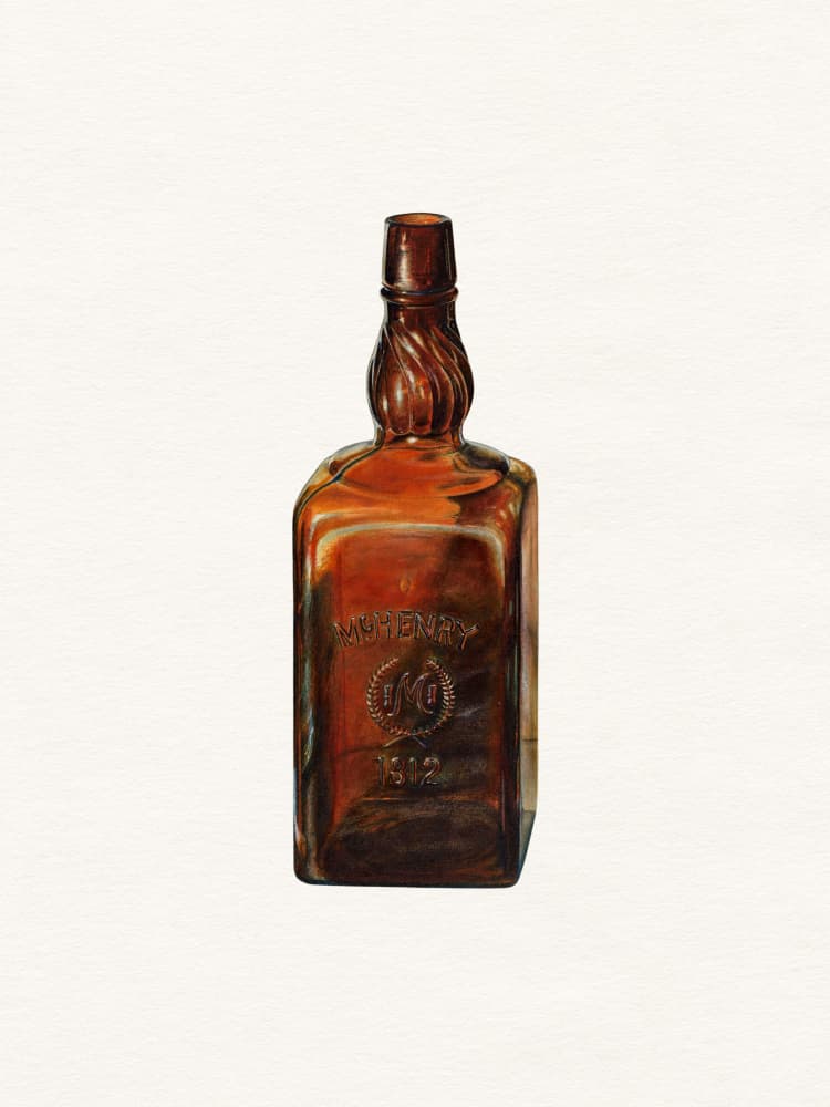 Centenary Whiskey Bottle by Wild Violets — canvas wall art