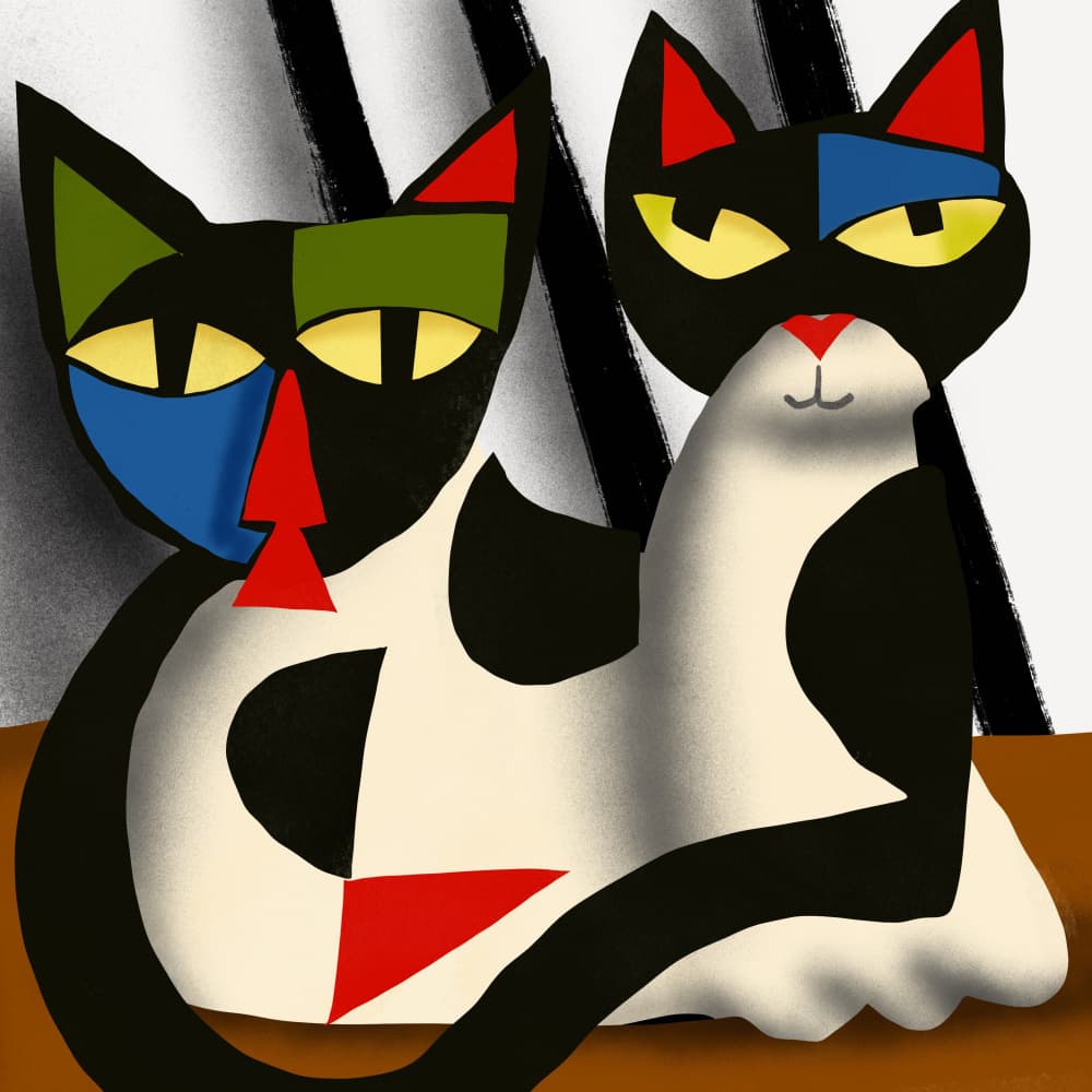 Colorful Cubist Cats by Little Dean — canvas wall art