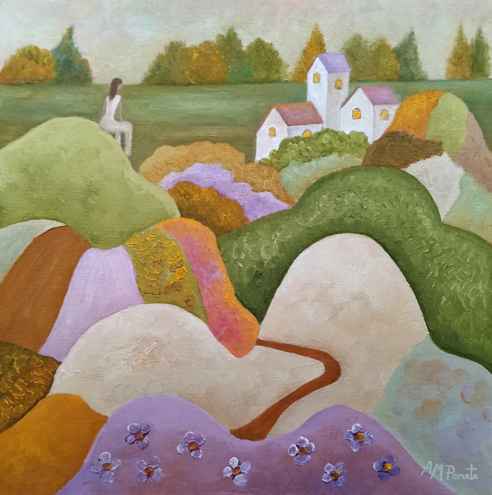 Whimsical Village Landscape by Angeles M. Pomata — canvas wall art