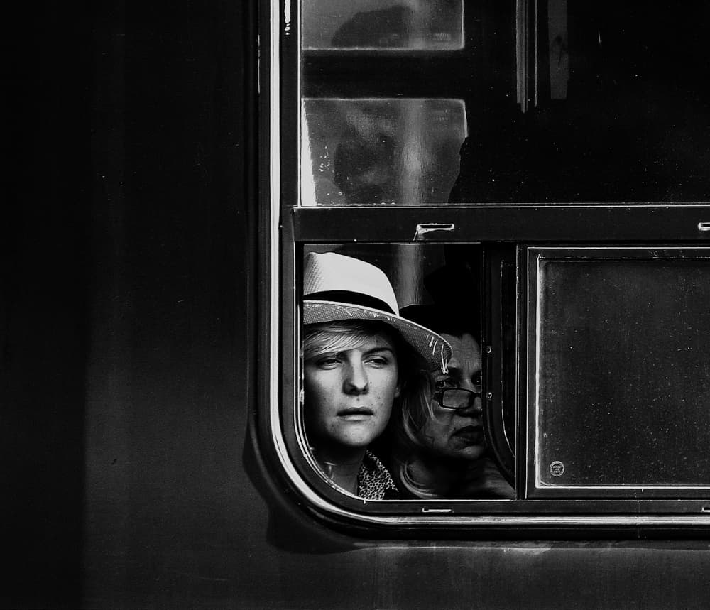Train Window Gaze by Jian Wang — canvas wall art