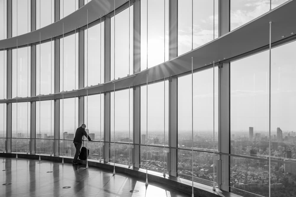 Man Overlooks City by Michiko Ôtomo — canvas wall art