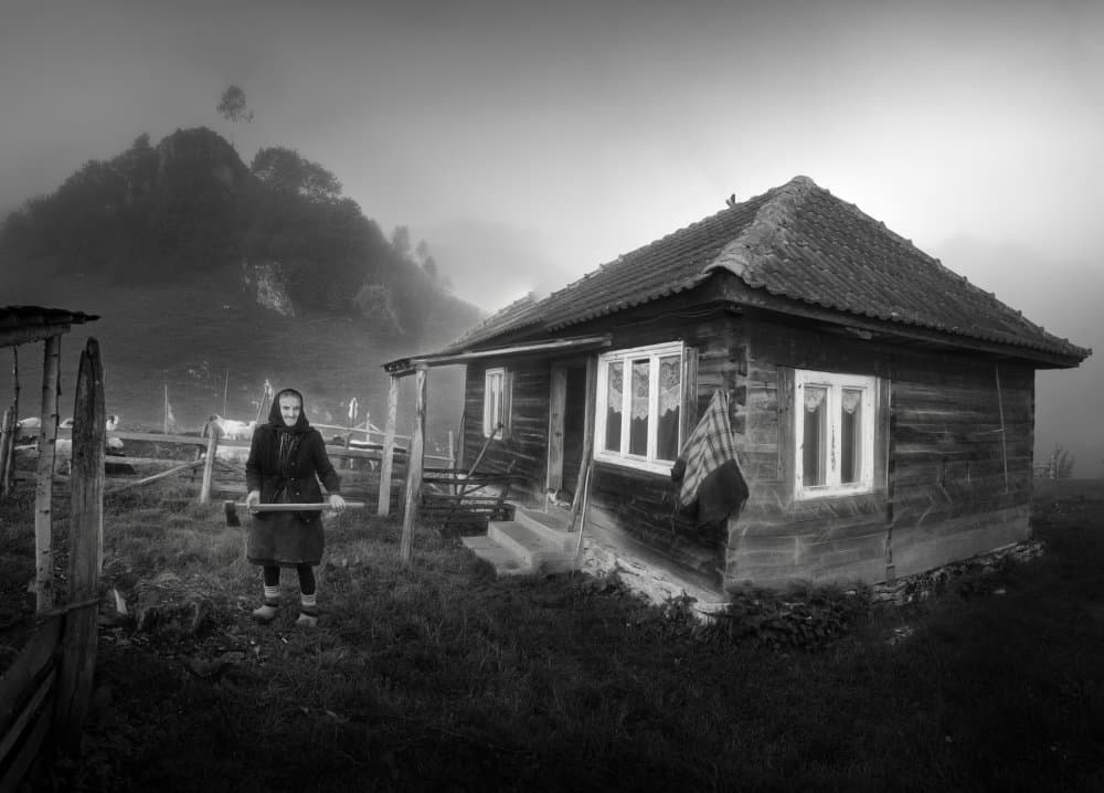 Old Woman Misty Mountains by Todor Tanev — canvas wall art