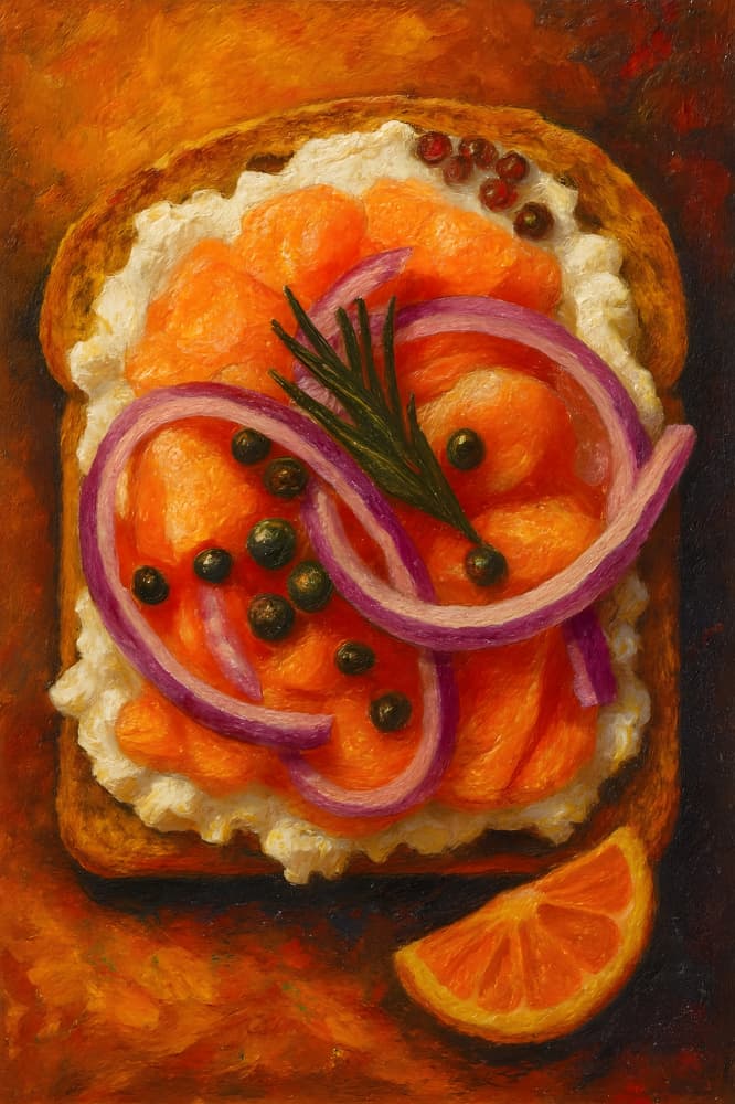 Gourmet Salmon Toast by HUGO — canvas wall art