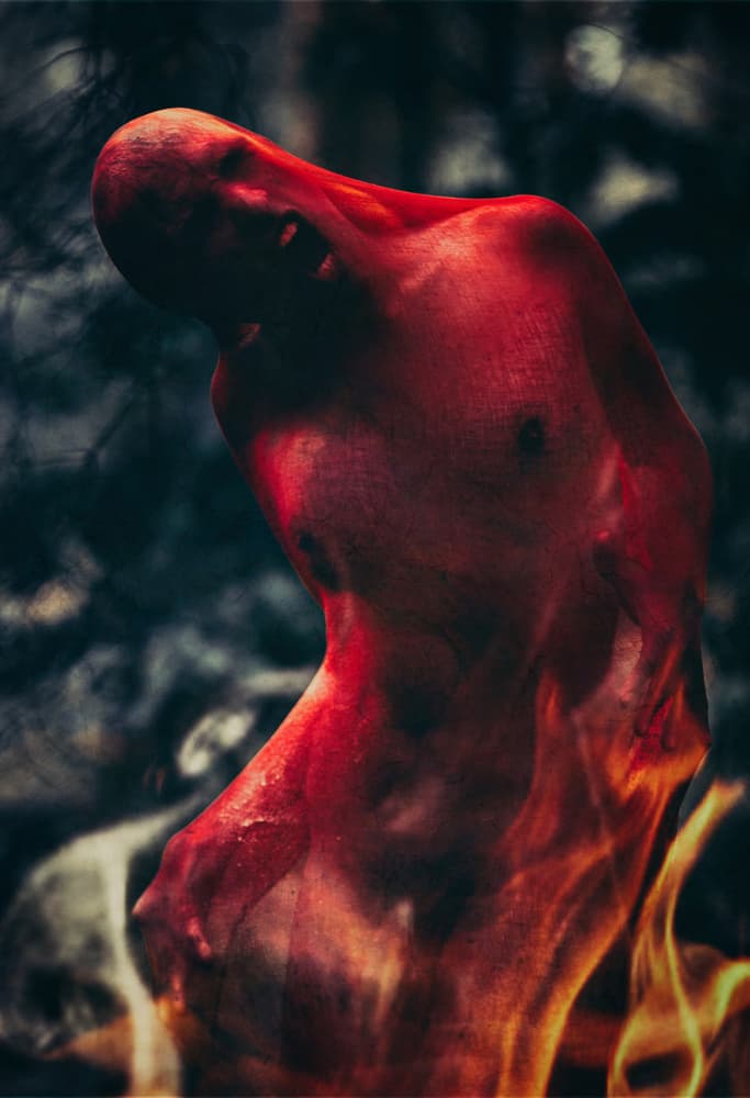 Burning Red Man by Magdalena Russocka — canvas wall art