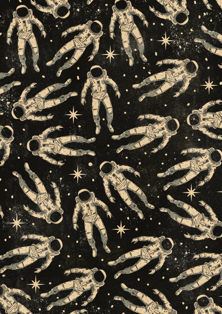 Vintage Astronaut Space Pattern by Nicholas — canvas wall art
