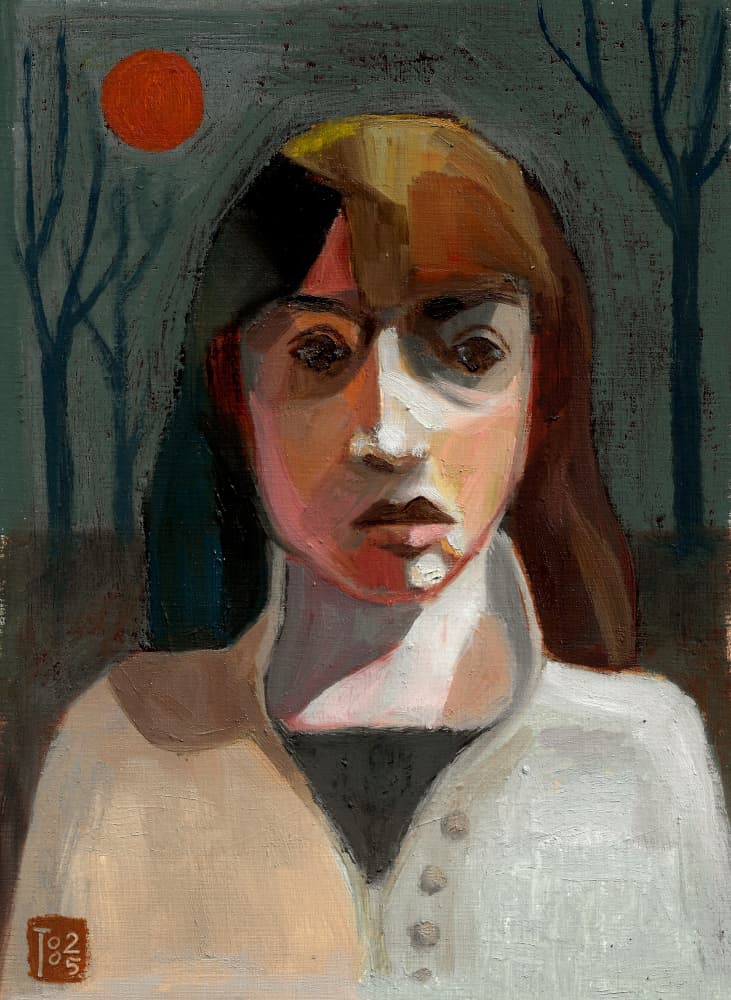Woman Under Red Sun by Tore Bahnson — canvas wall art