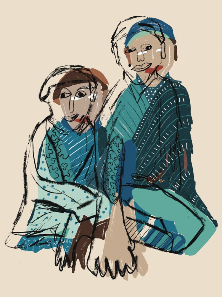 Quiet Blue Figures by GIovanna Gil Alves — canvas wall art