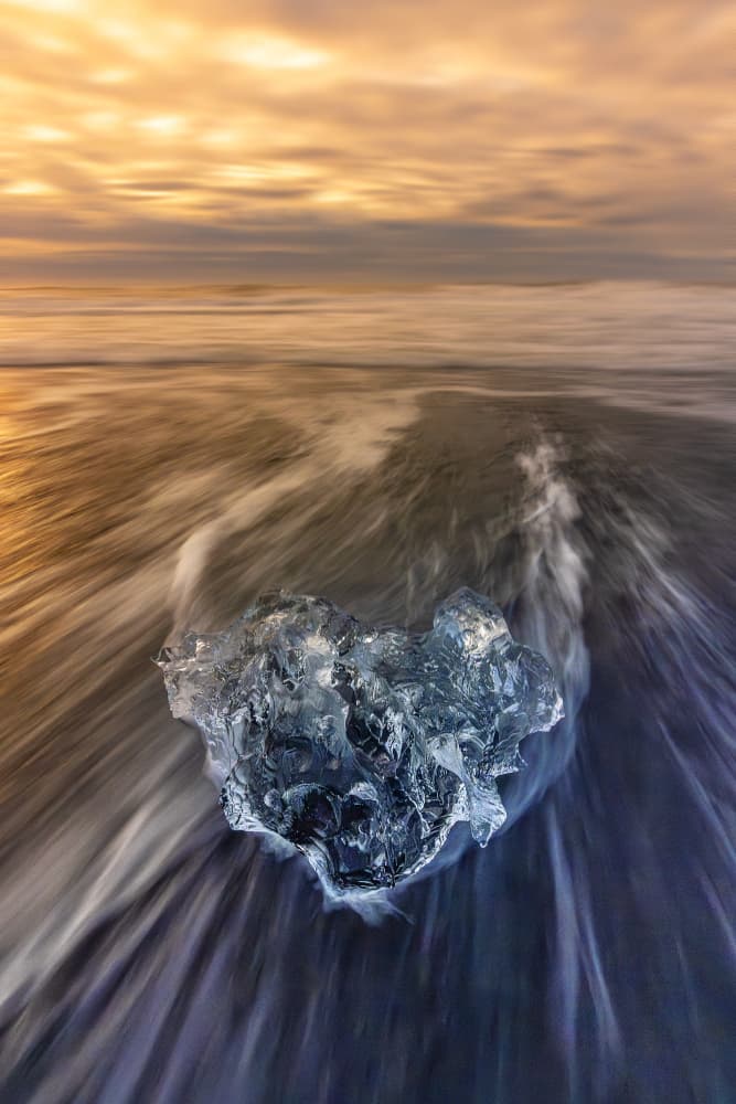 Golden Hour Ice Beach by Dorian Gray — canvas wall art