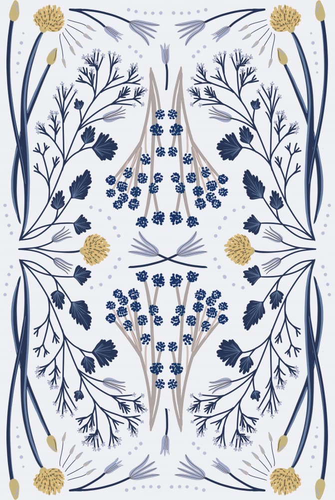 Folk Mirrored - Blue Colors by Anis Illustration — canvas wall art