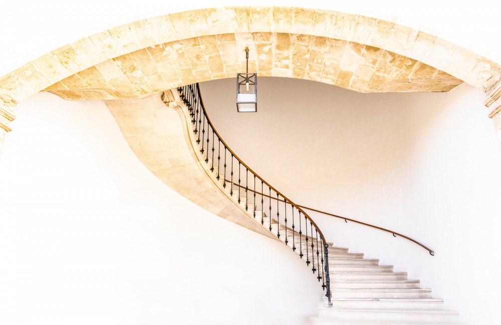 Elegant Curved Staircase by Angelika Vogel — canvas wall art