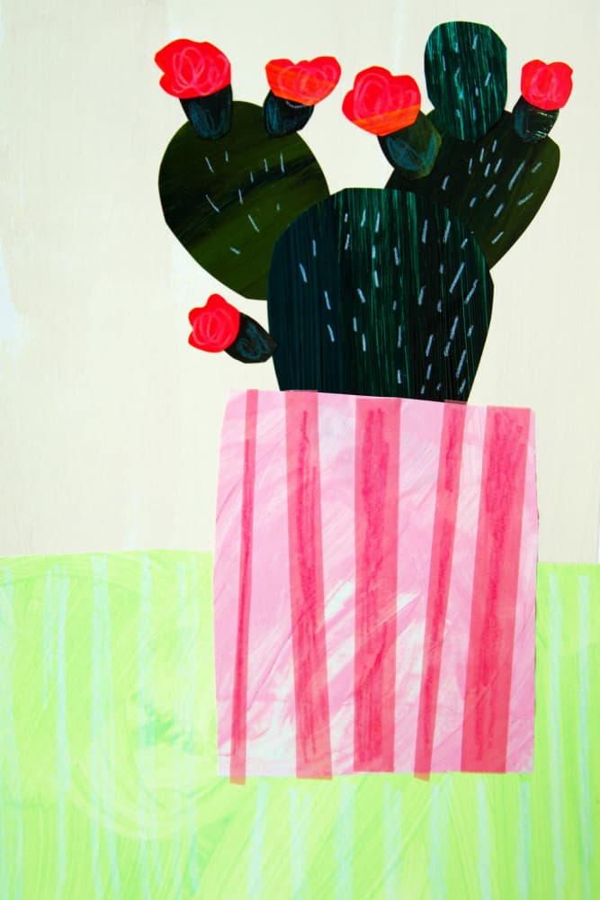 Vibrant Potted Cactus by Shelley Hampe — canvas wall art