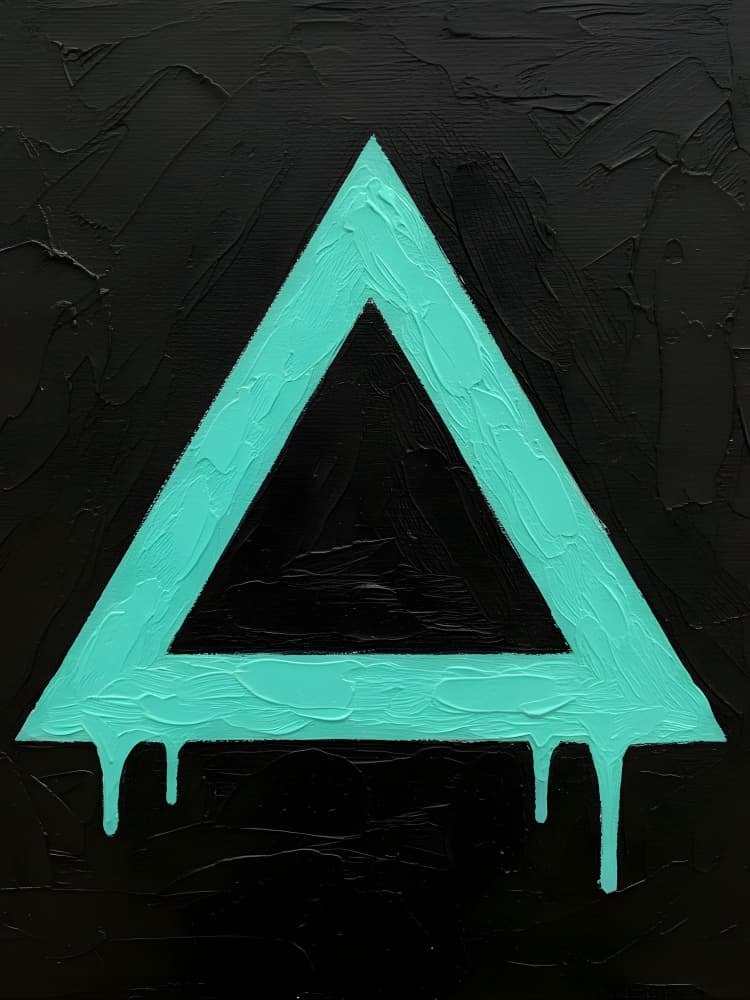 Teal Dripping Triangle by HUGO — canvas wall art