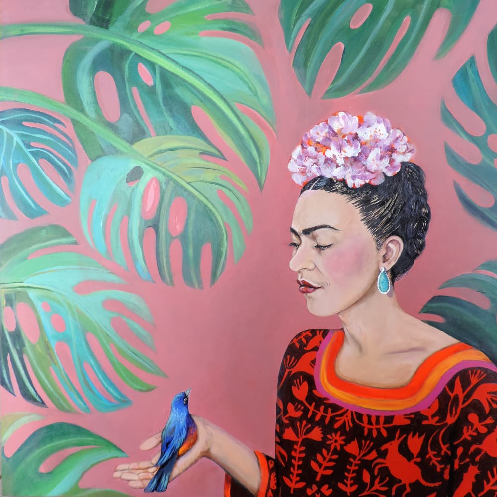 Serene Woman Tropical Bird by Sylvie Demers — canvas wall art