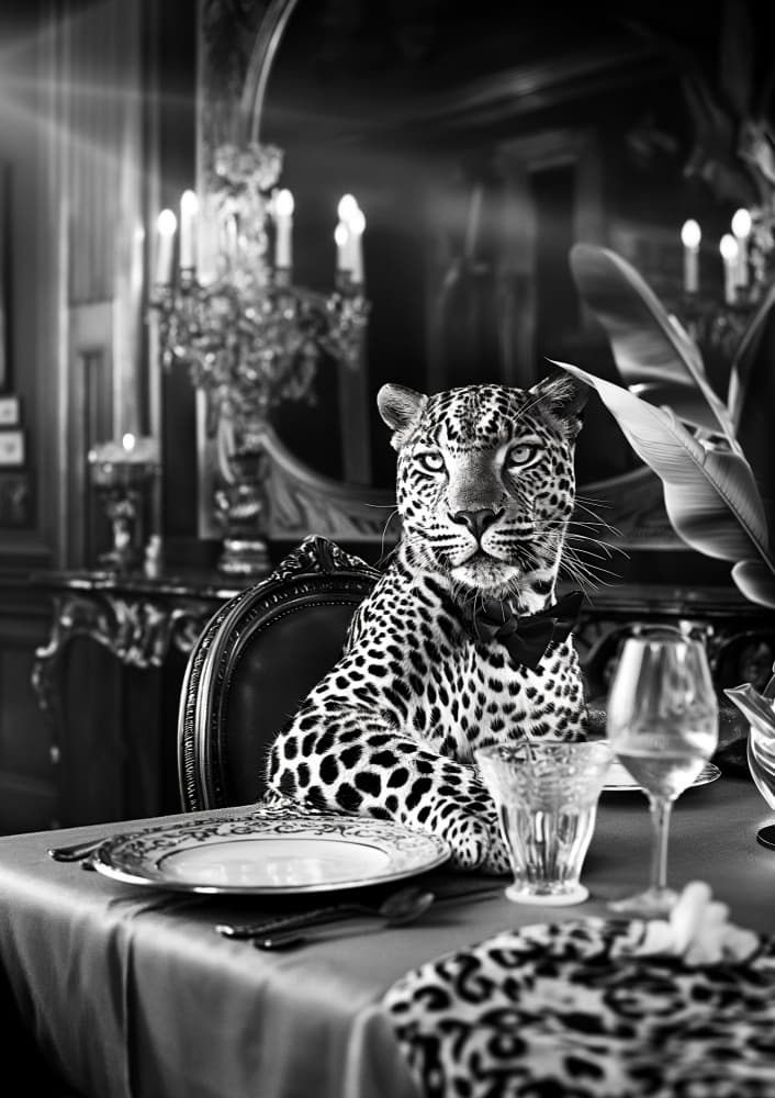Sophisticated Leopard Dinner by Niky Rahner — canvas wall art