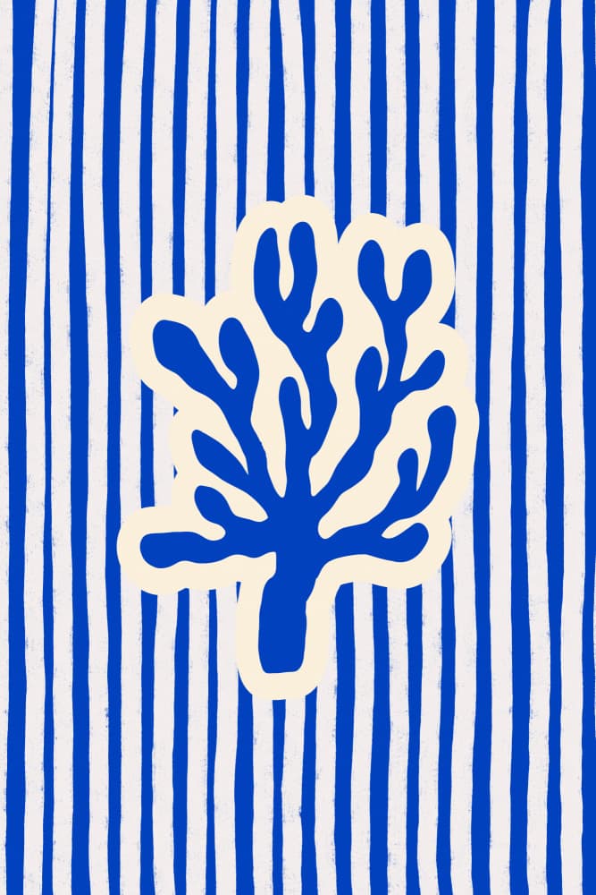 Blue Striped Coral by Treechild — canvas wall art