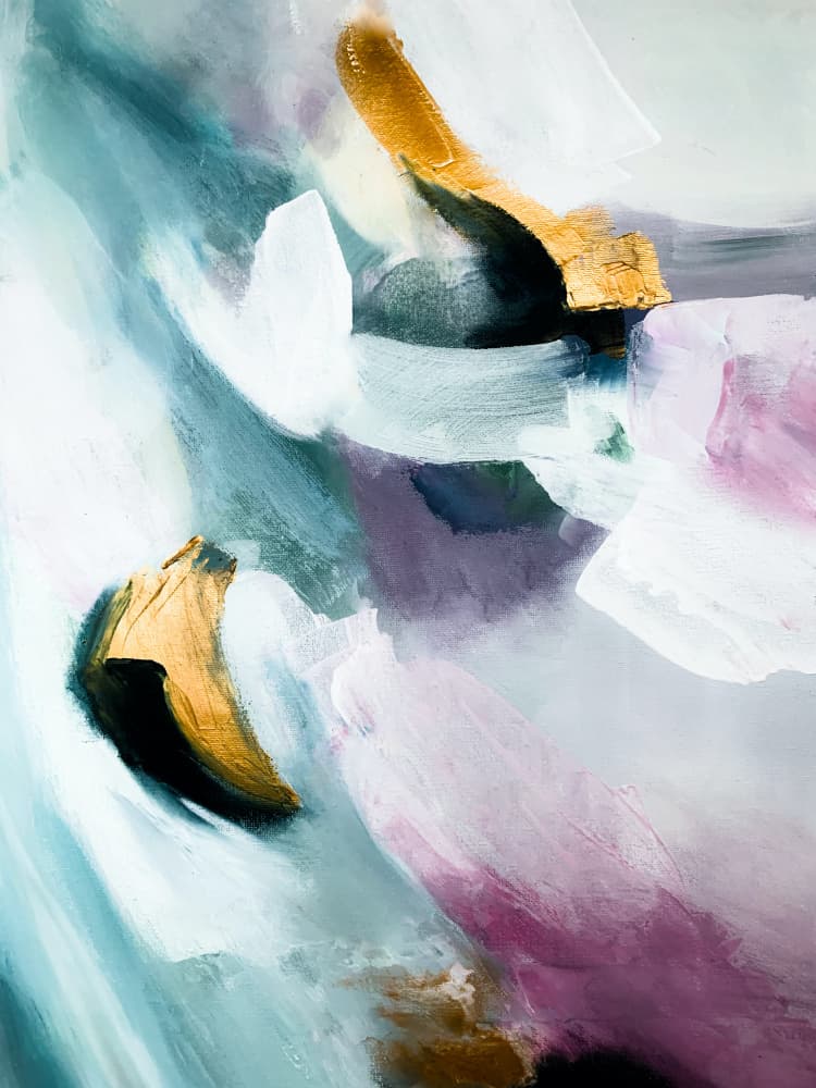 Golden Teal Abstract Flow by Ejaaz Haniff — canvas wall art