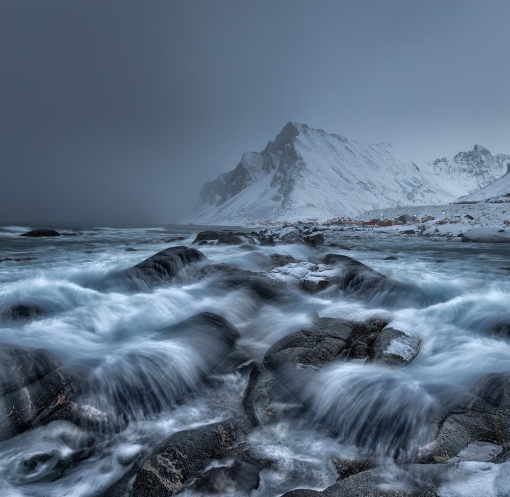 Snowy Mountain Coast by Wim Denijs — canvas wall art