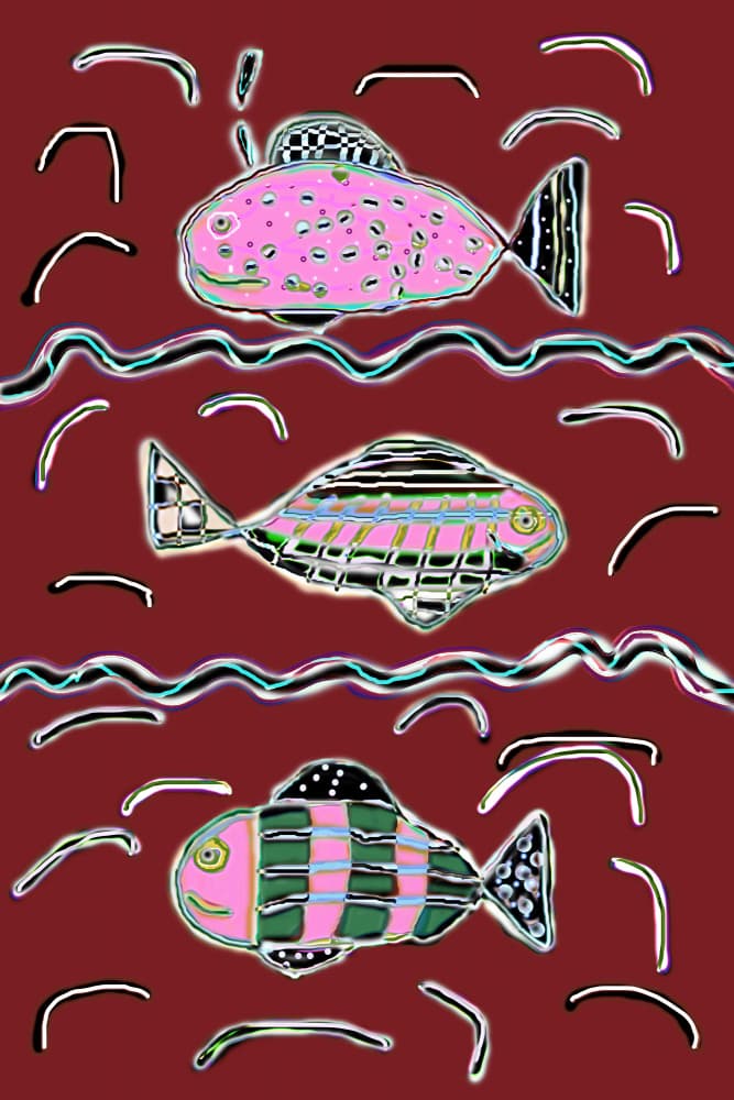 Colorful Stylized Fish by Christina Sillen — canvas wall art